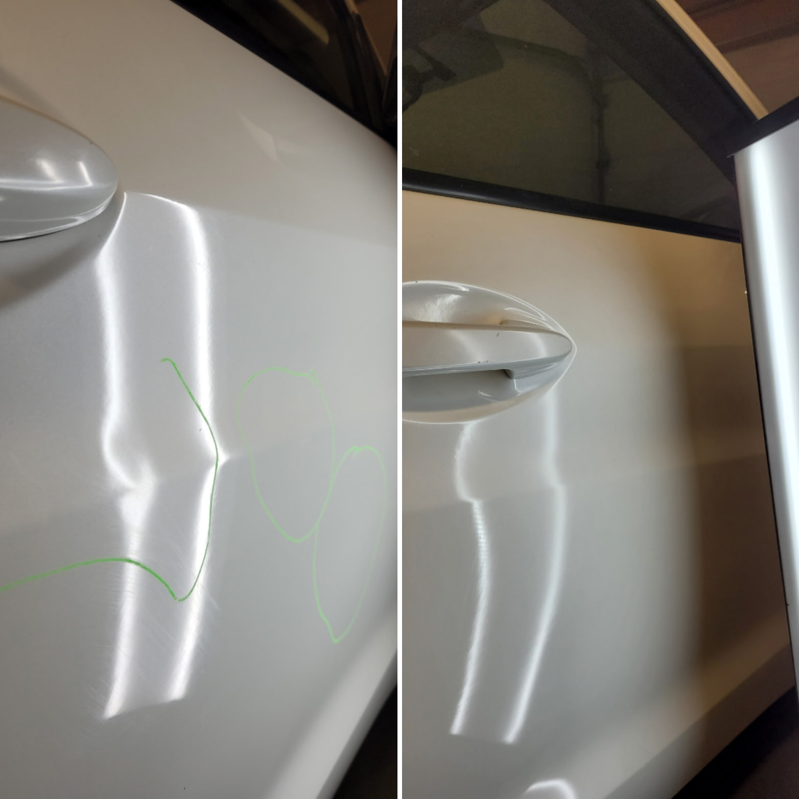After PDR — orange car door smooth